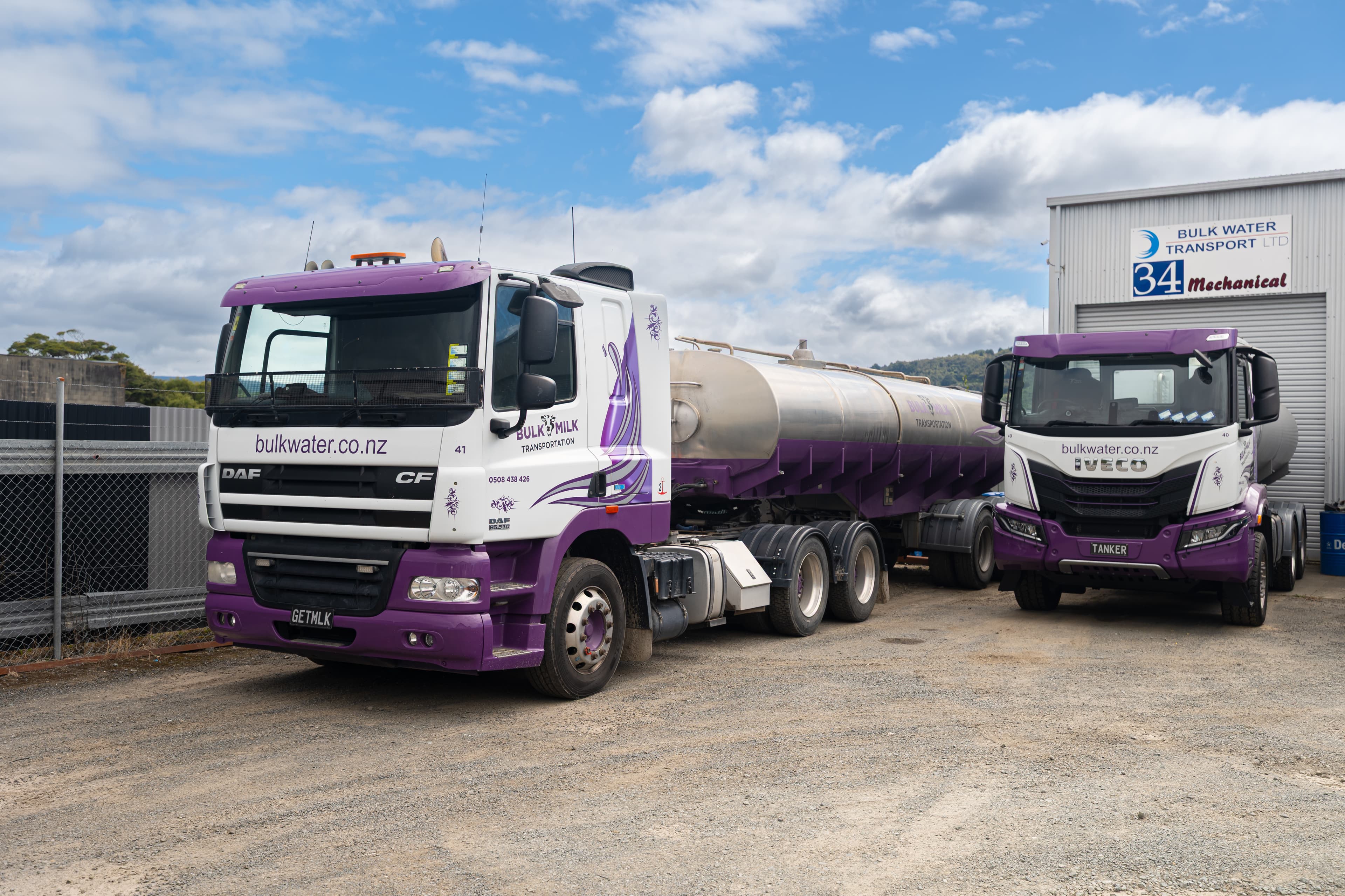 BWT bulk milk tankers at depot