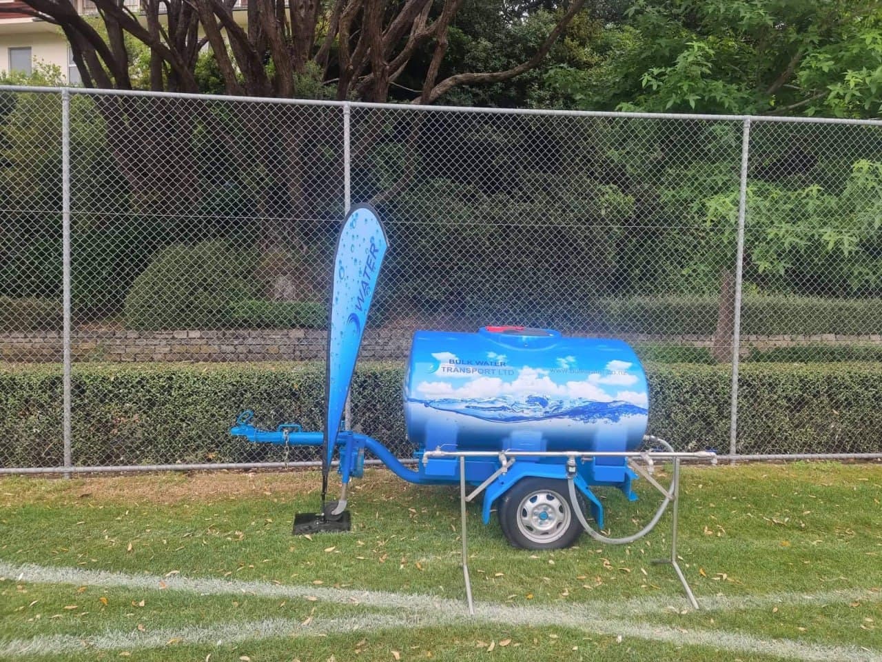 BWT branded water trailer at sports ground